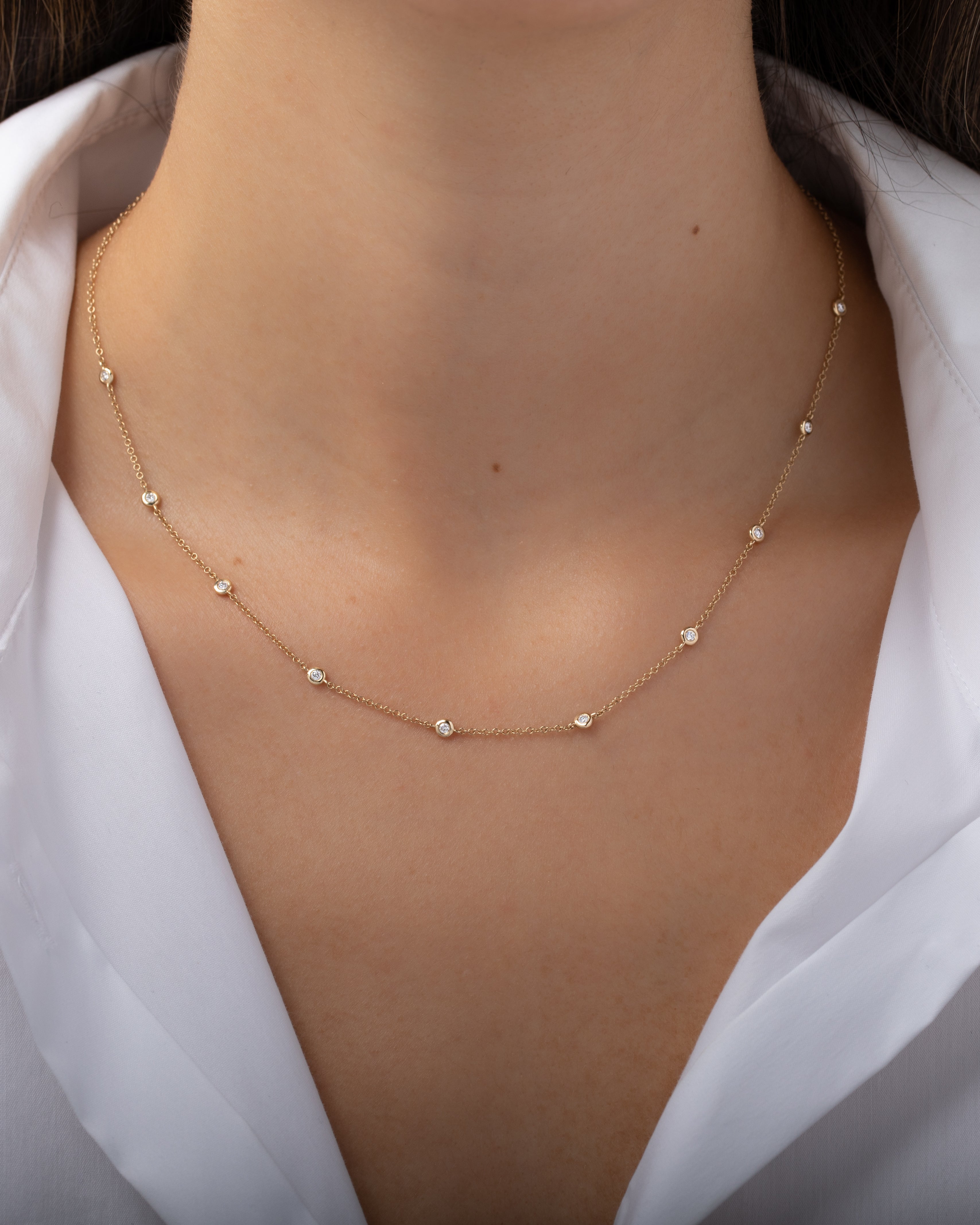 Diamond Station Necklace Chains Zoe Lev Jewelry