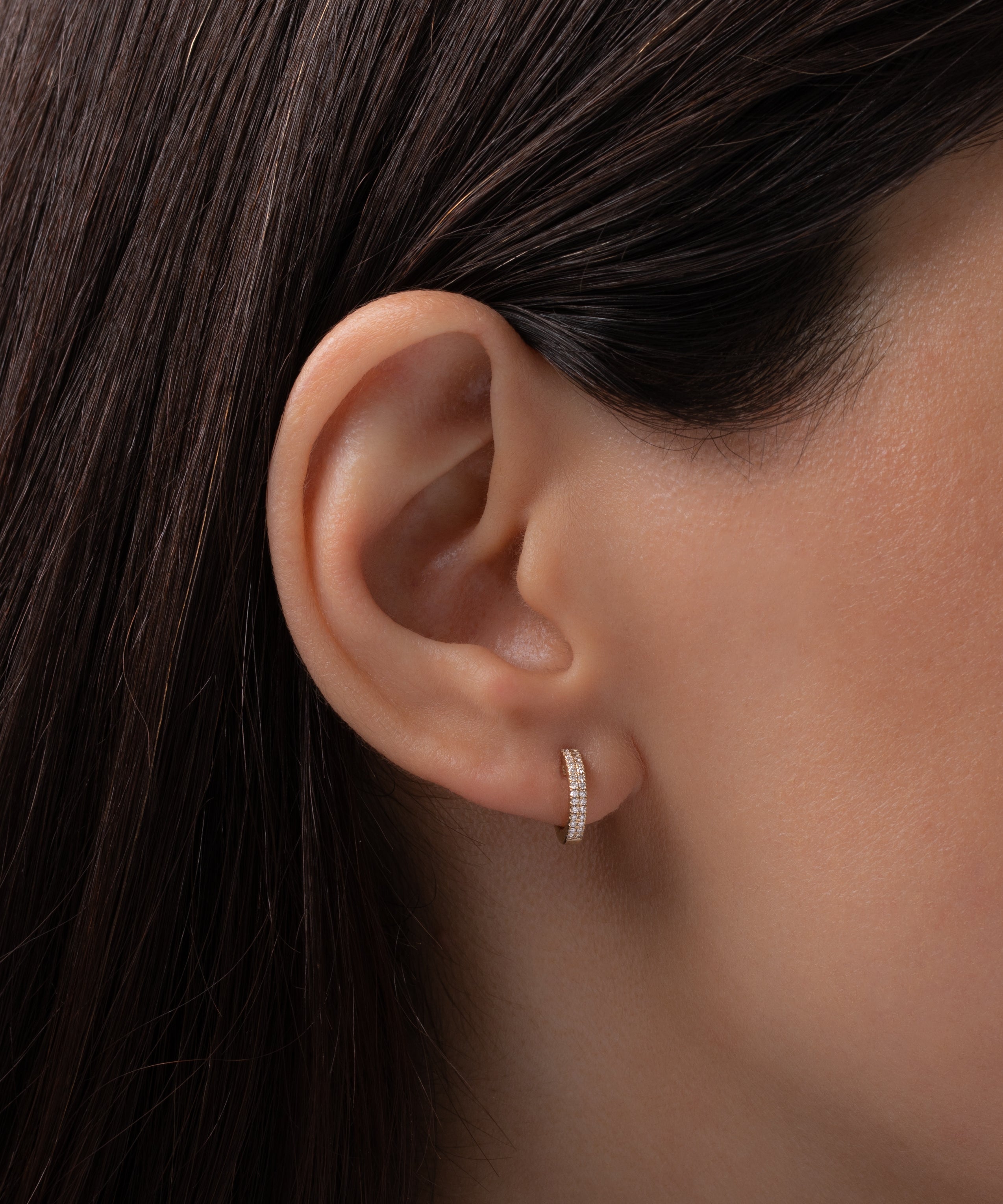 Double Diamond Huggie Earrings Hoops & Huggies Zoe Lev Jewelry