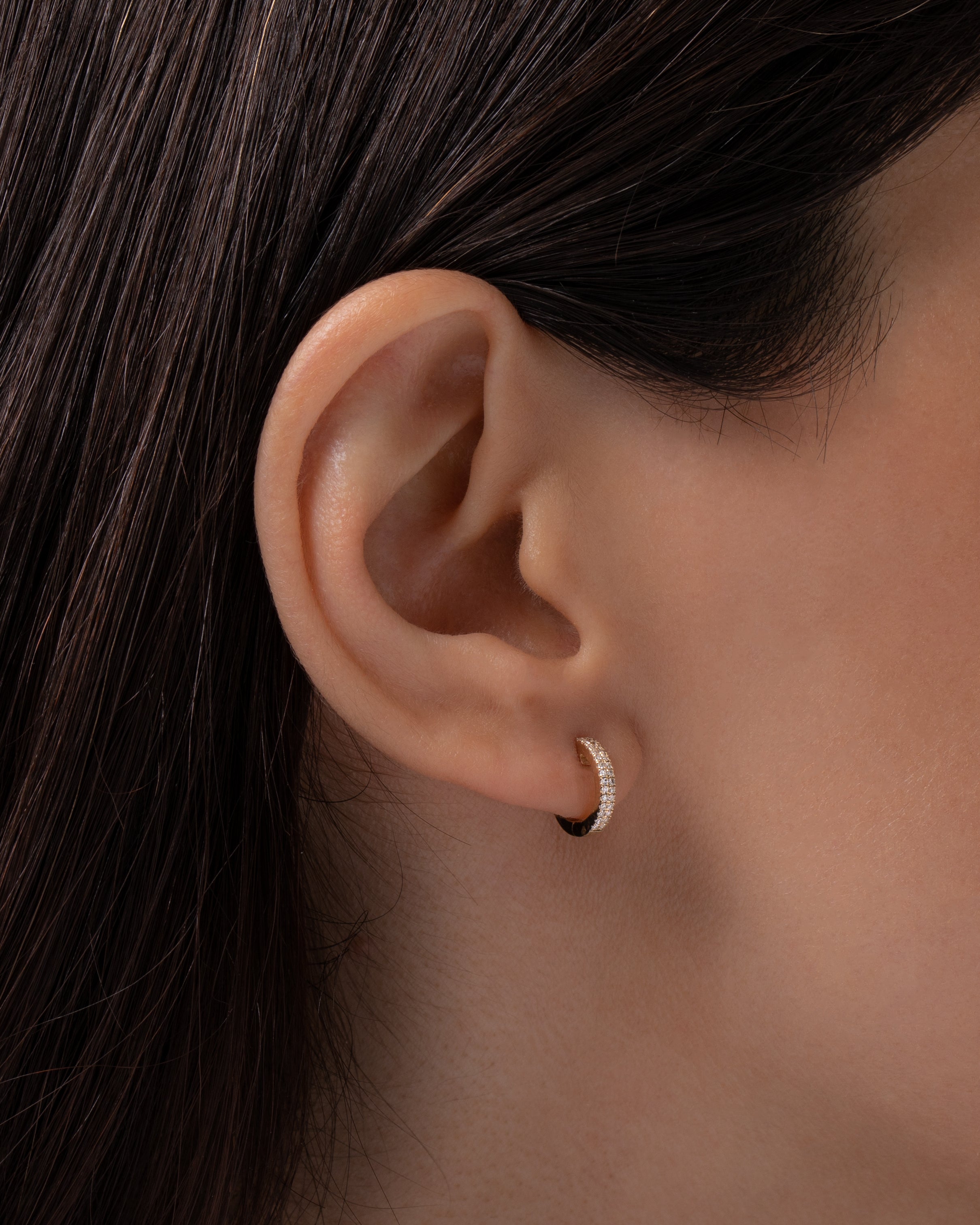 Double Diamond Huggie Earrings Hoops & Huggies Zoe Lev Jewelry