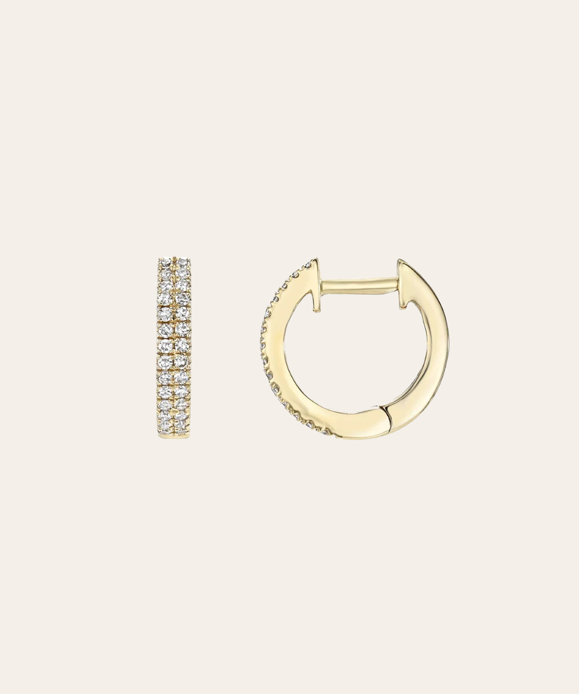 Double Diamond Huggie Earrings Hoops & Huggies Zoe Lev Jewelry