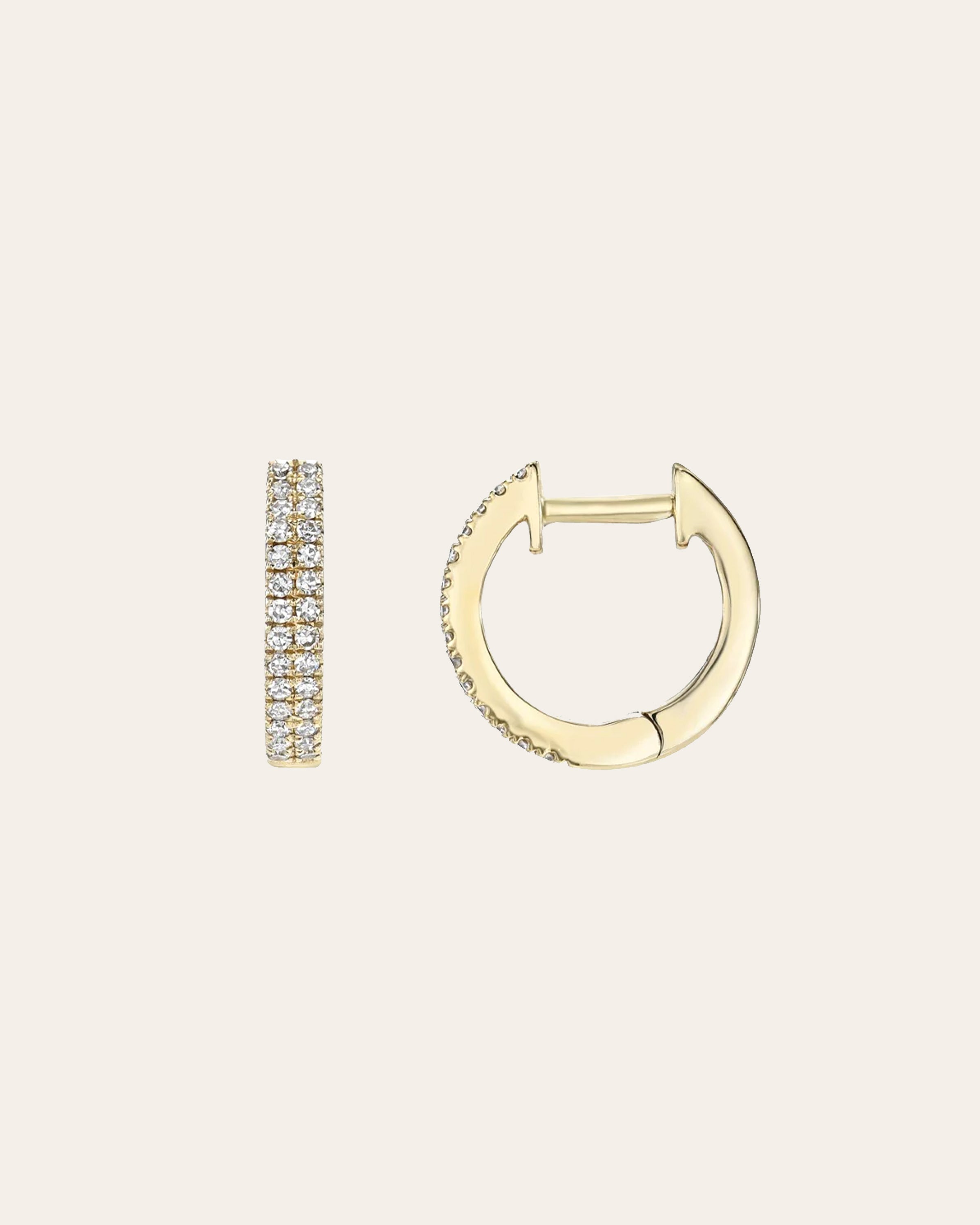 Double Diamond Huggie Earrings Hoops & Huggies Zoe Lev Jewelry