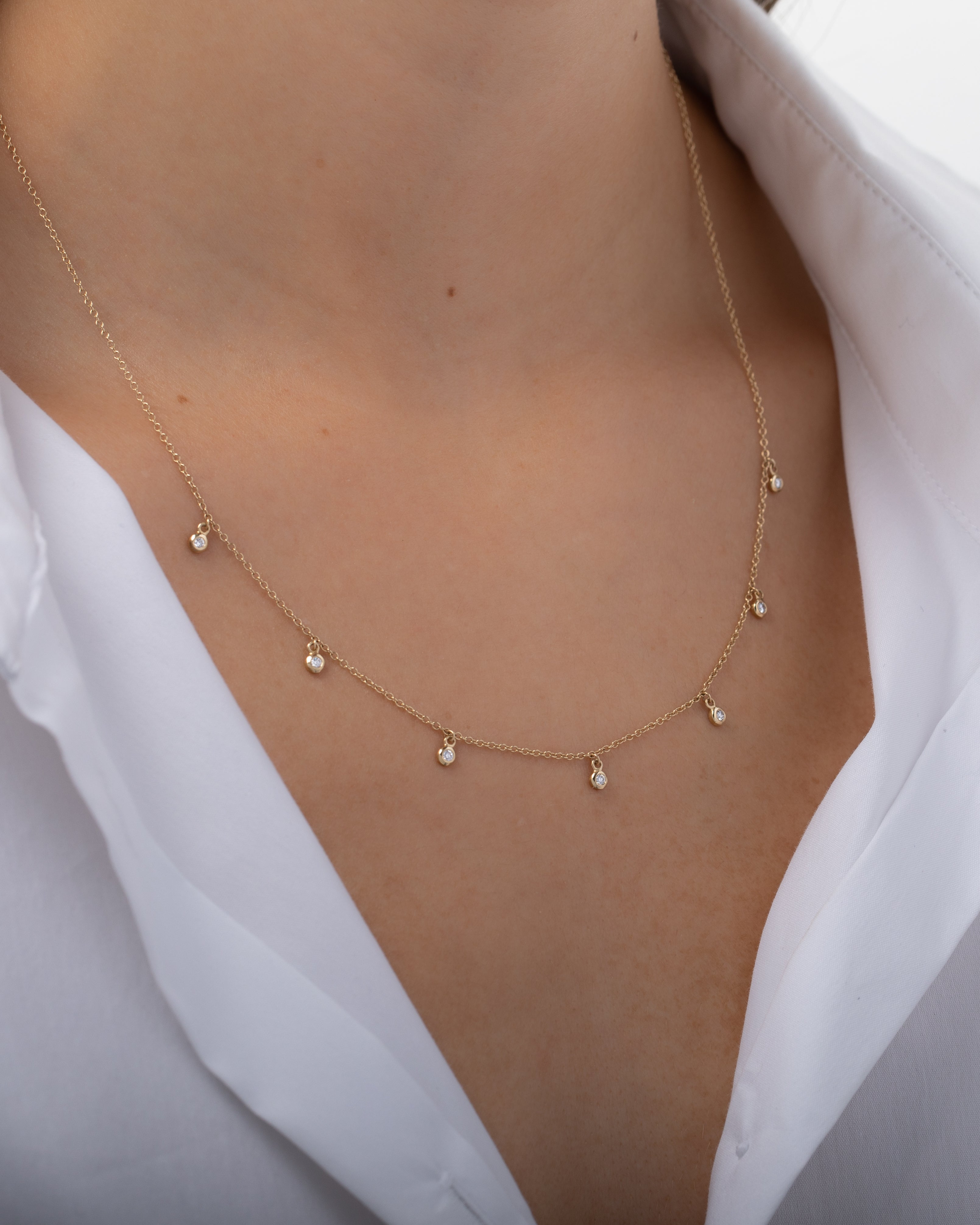 Drop Bezel Diamond Shaker Necklace SAMPLE SALE Zoe Lev Jewelry