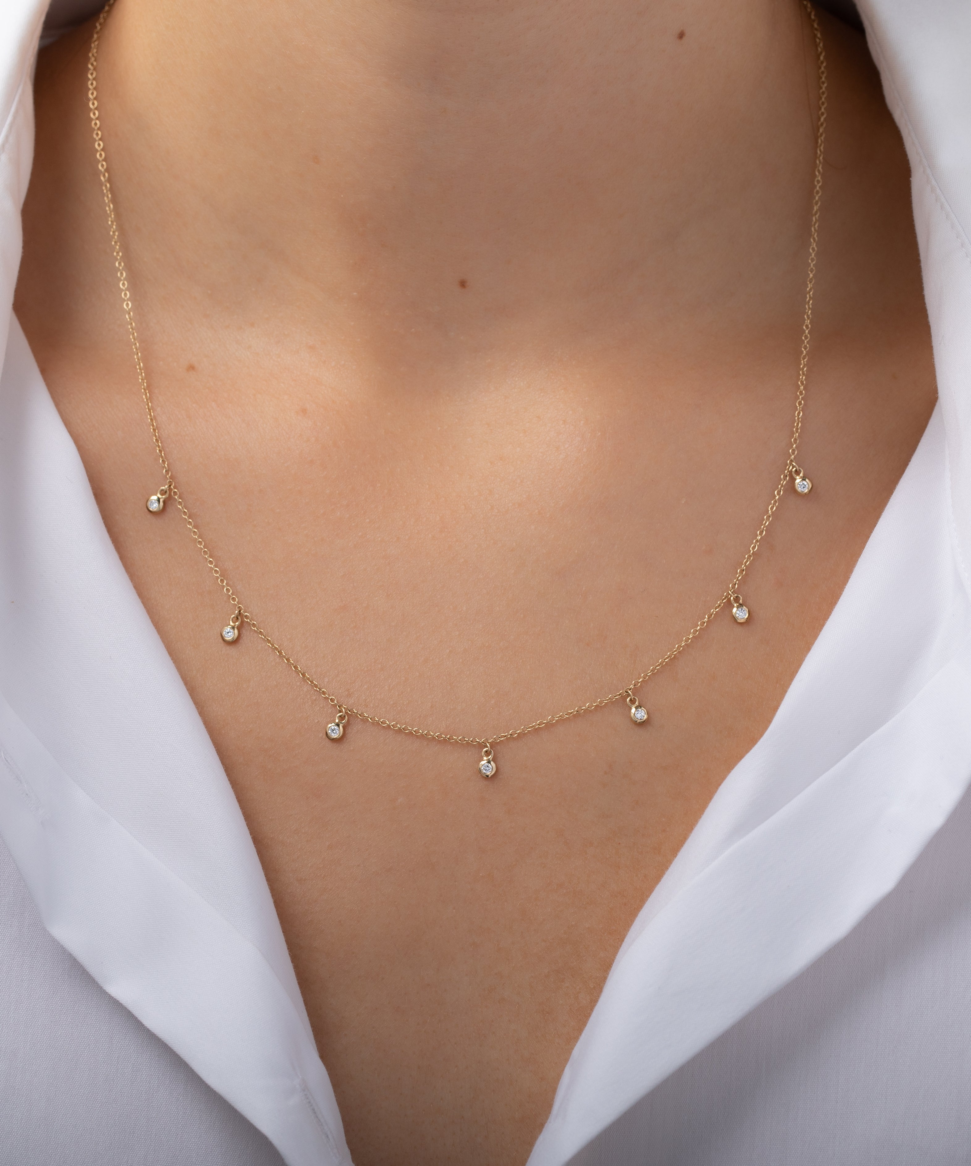 Drop Bezel Diamond Shaker Necklace SAMPLE SALE Zoe Lev Jewelry