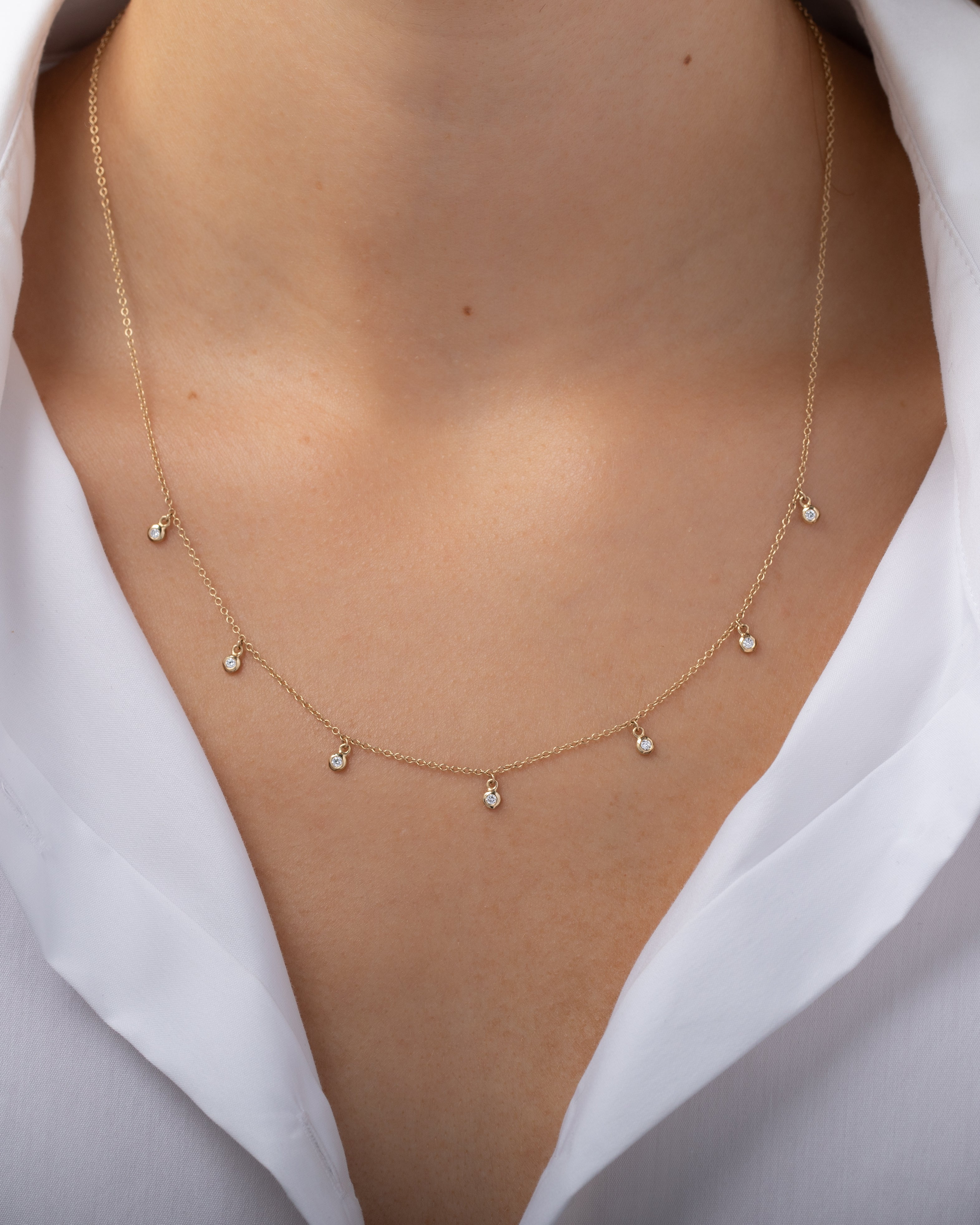 Drop Bezel Diamond Shaker Necklace SAMPLE SALE Zoe Lev Jewelry
