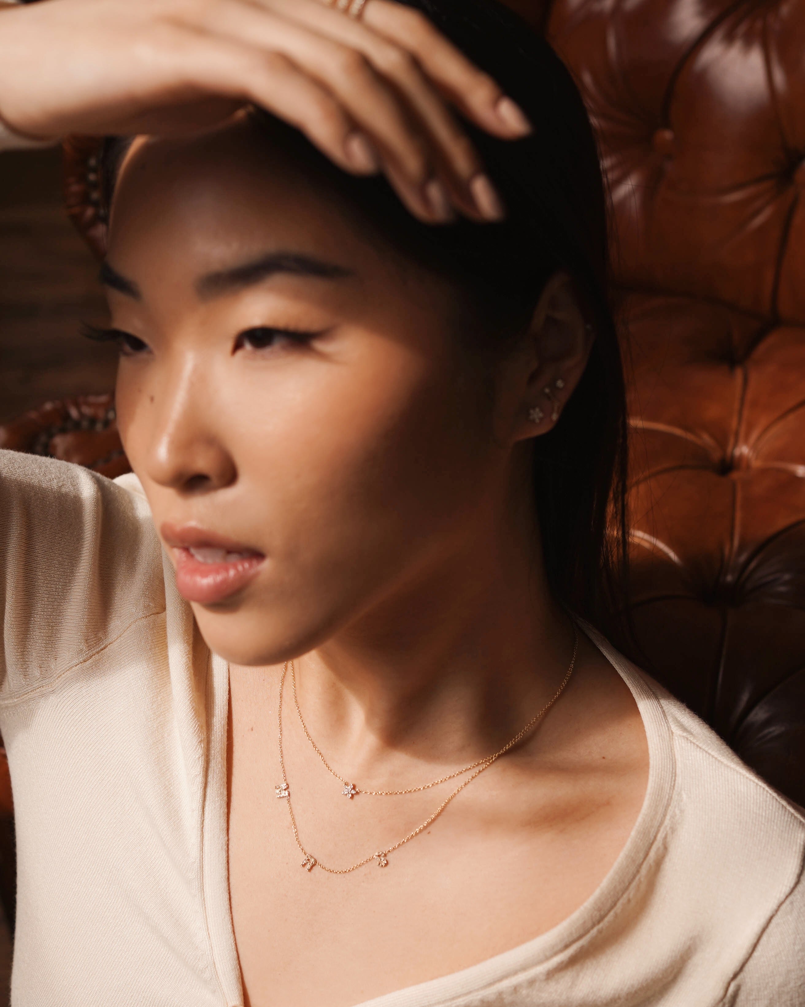 Diamond Set Flower Necklace - 16"-18" SAMPLE SALE Zoe Lev Jewelry