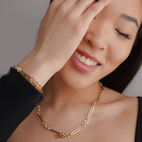 14K Gold Elongated Paper Clip Chain Bracelet -7" SAMPLE SALE Zoe Lev Jewelry