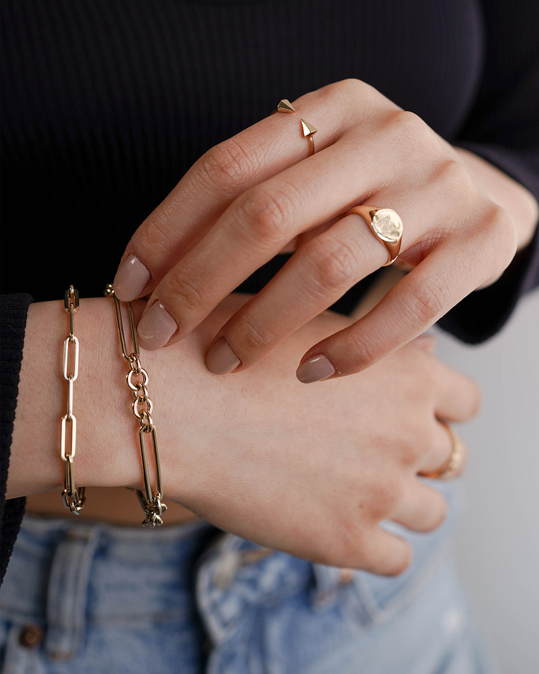 14K Gold Elongated Paper Clip Chain Bracelet -7" SAMPLE SALE Zoe Lev Jewelry