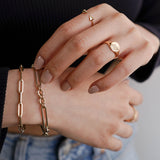 14K Gold Elongated Paper Clip Chain Bracelet -7" SAMPLE SALE Zoe Lev Jewelry