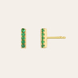 Emerald Bar Stud Earrings Zoe Lev Jewelry