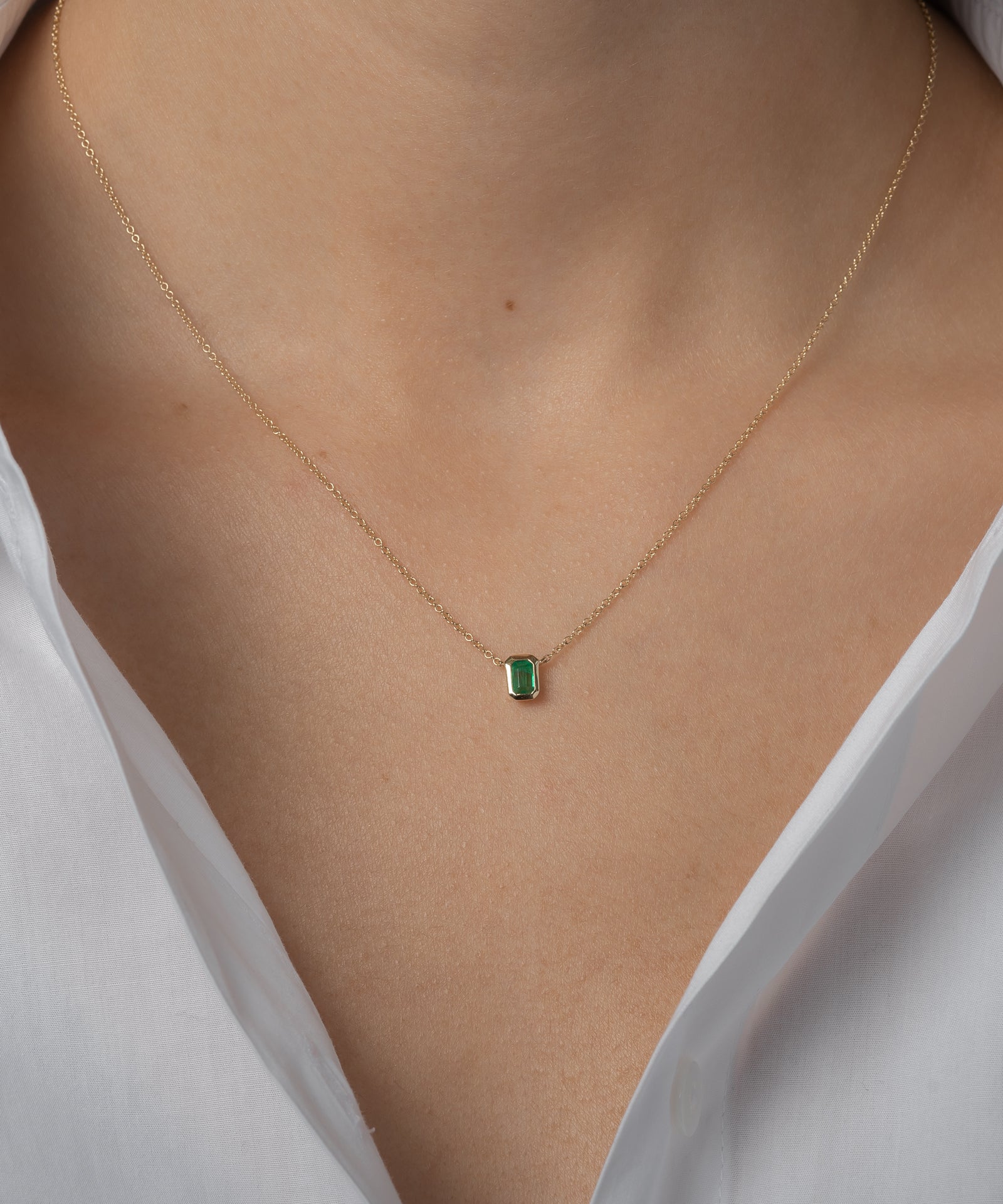 Emerald Cut Emerald Necklace Zoe Lev Jewelry