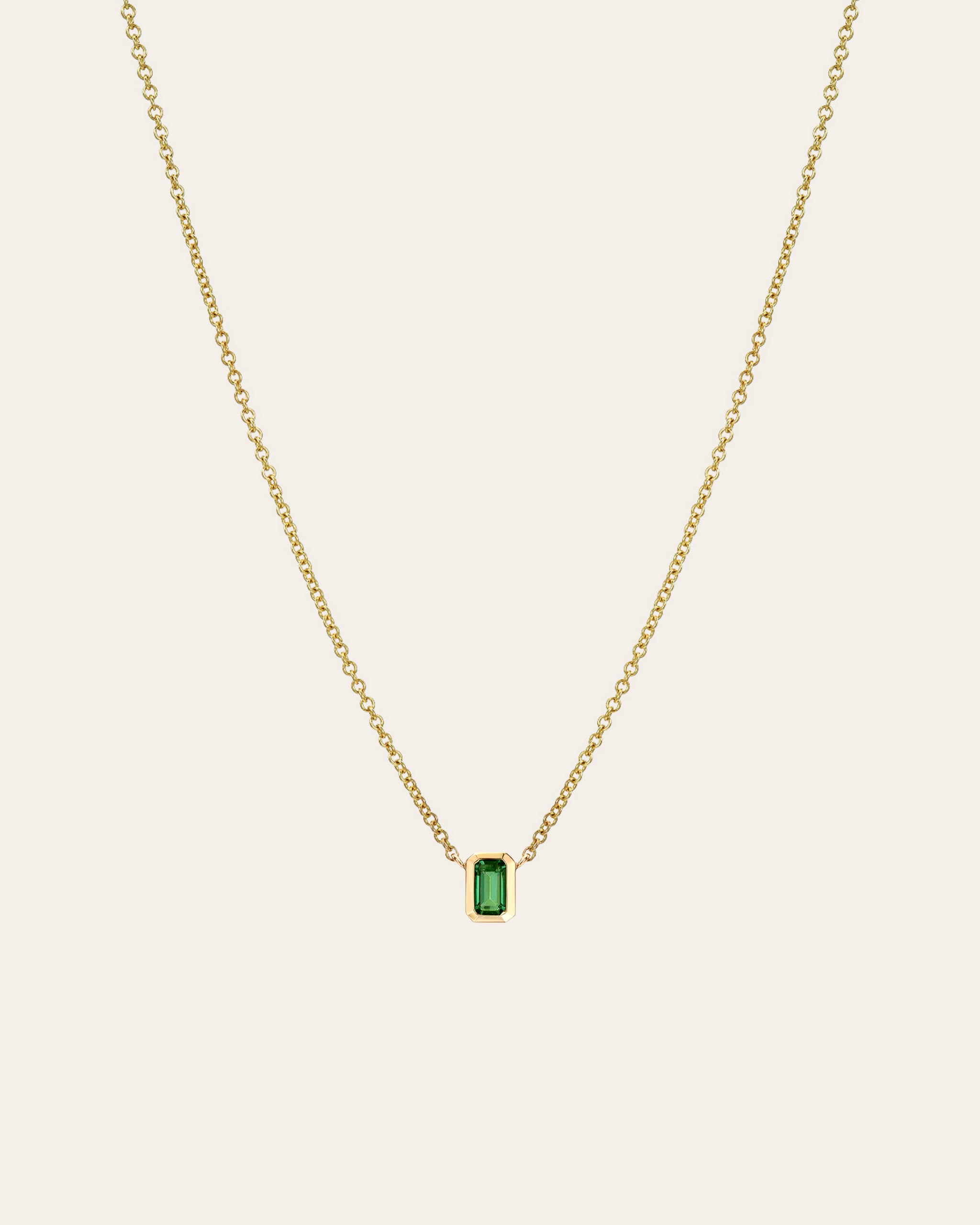 Emerald Cut Emerald Necklace - Zoe Lev Jewelry