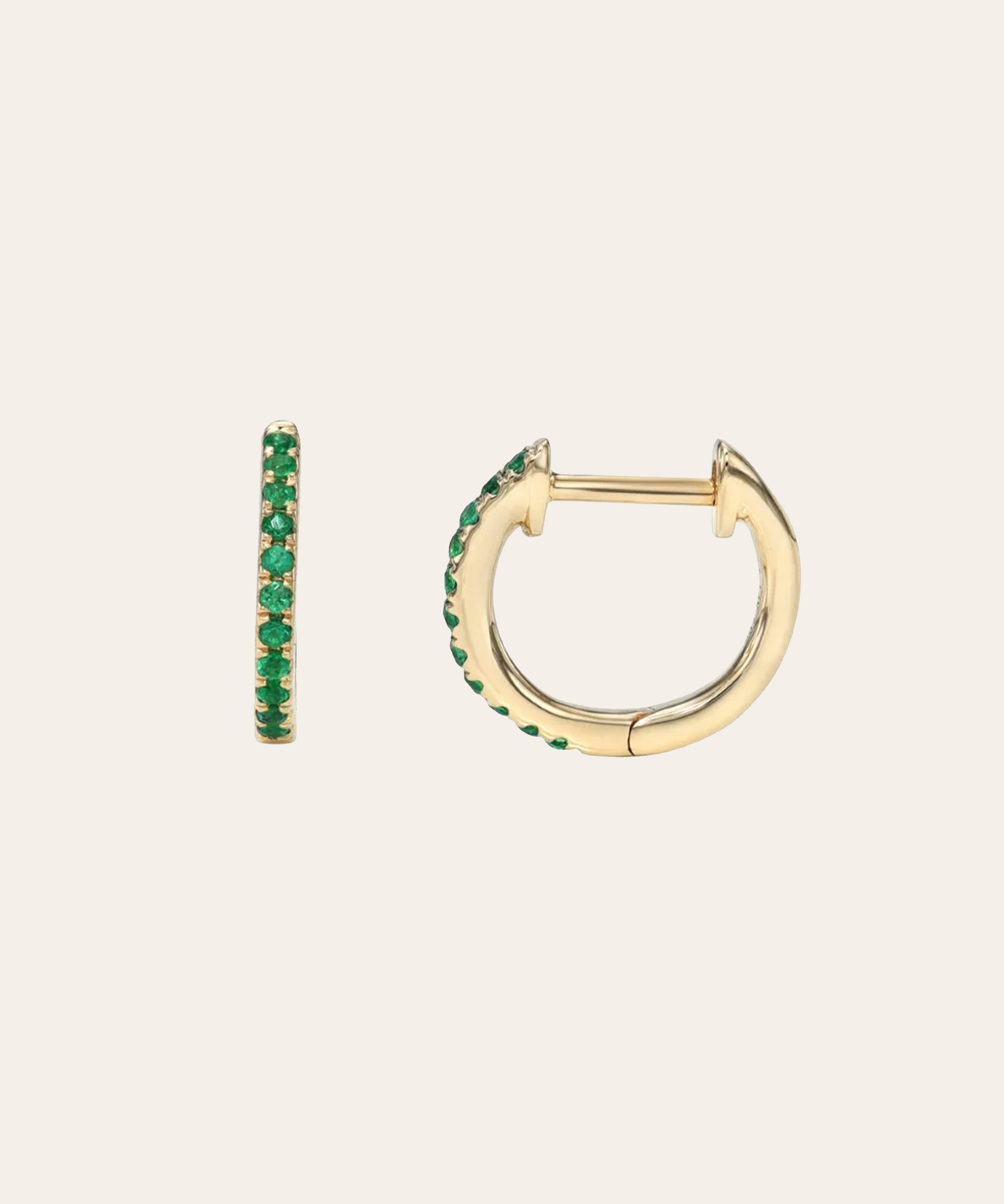 Emerald Huggie Earrings Hoops & Huggies Zoe Lev Jewelry