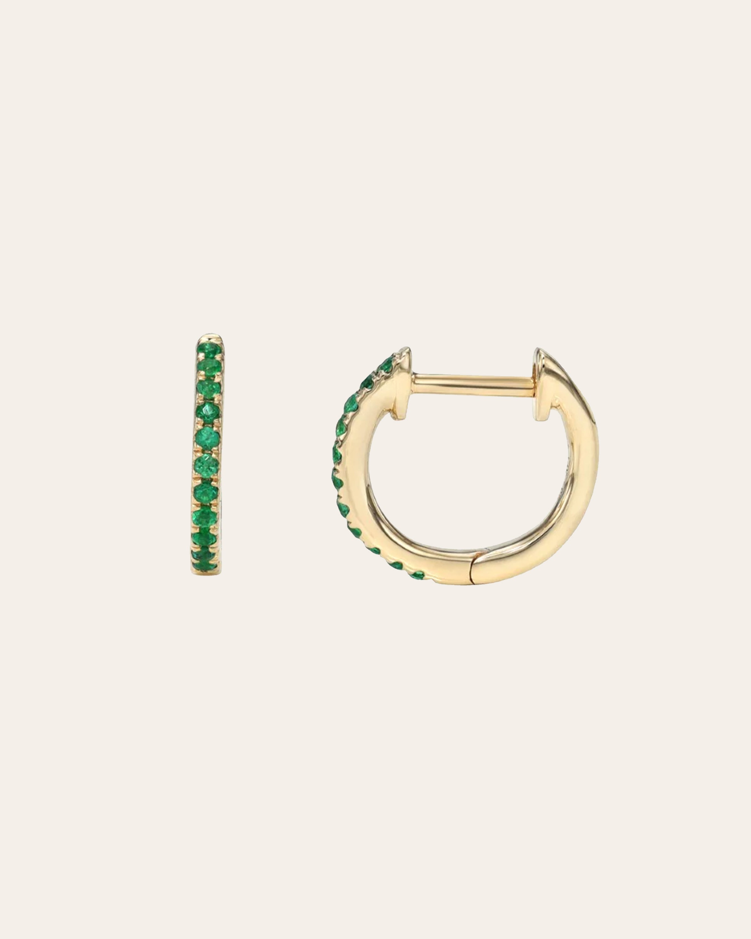 Emerald Huggie Earrings Hoops & Huggies Zoe Lev Jewelry
