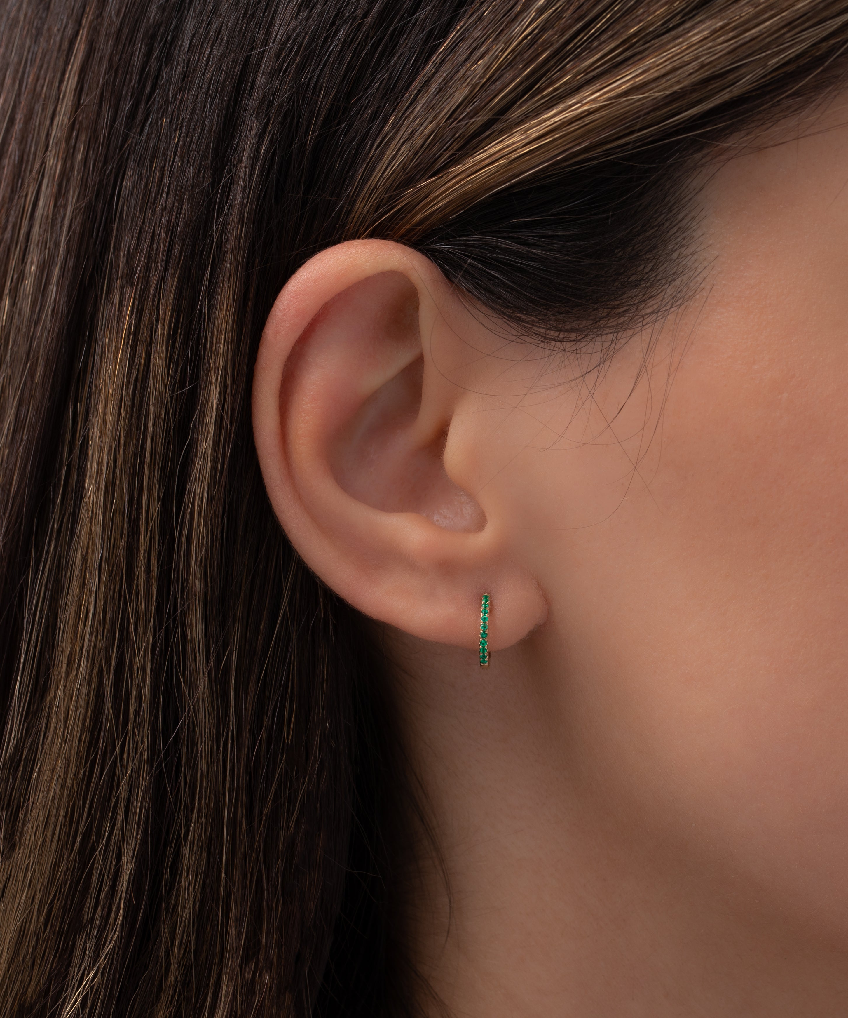 Emerald Huggie Earrings Hoops & Huggies Zoe Lev Jewelry