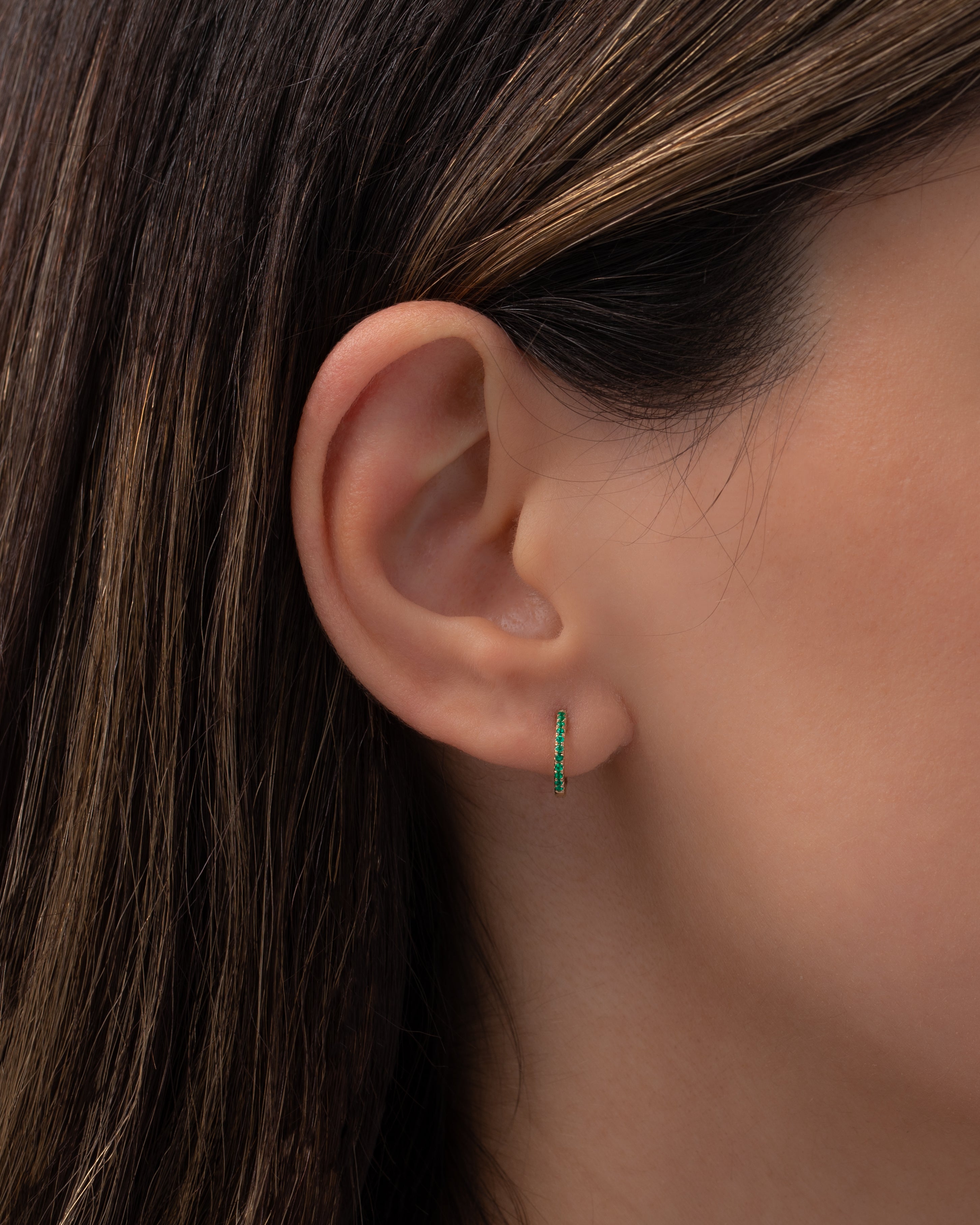 Emerald Huggie Earrings Hoops & Huggies Zoe Lev Jewelry