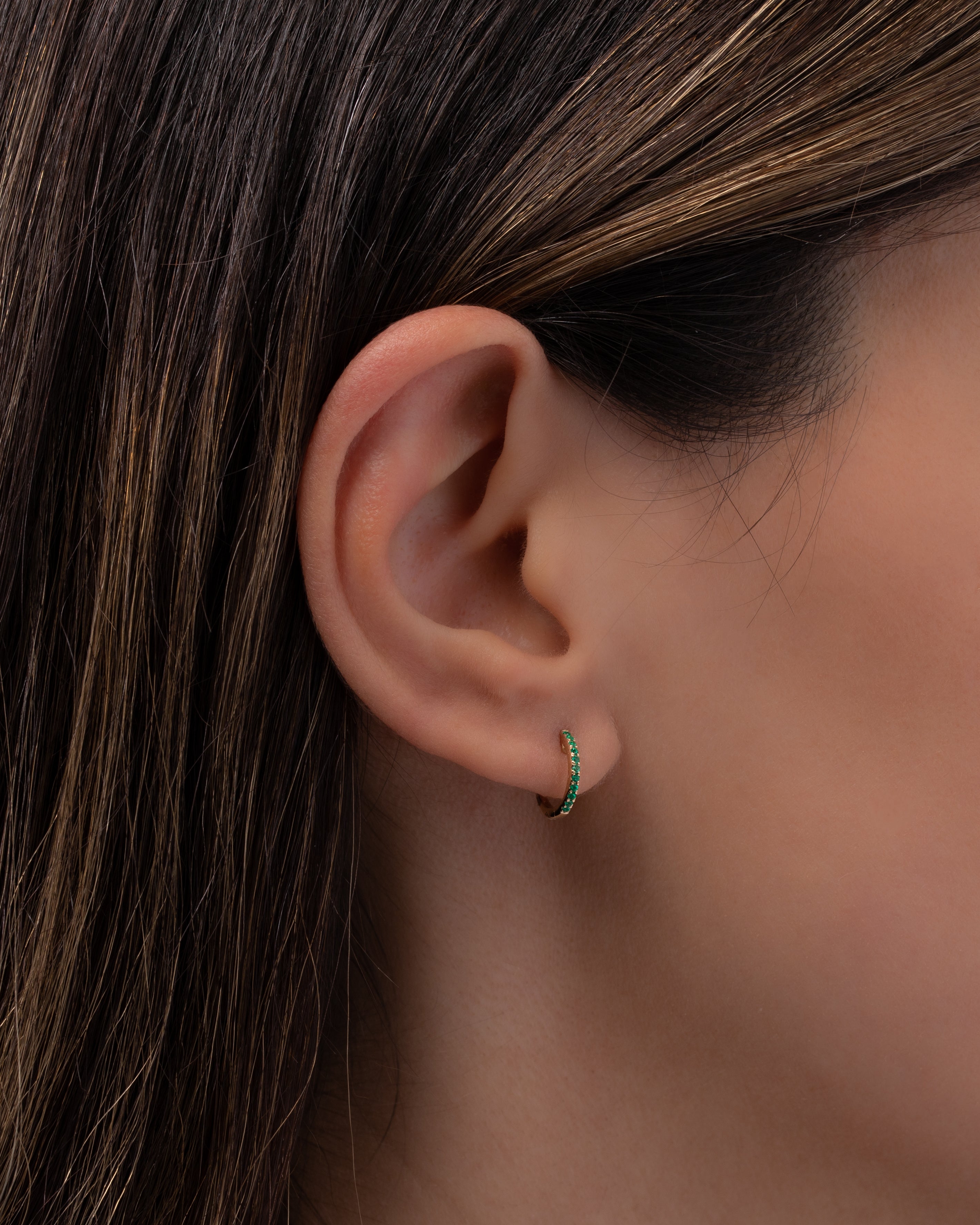 Emerald Huggie Earrings Hoops & Huggies Zoe Lev Jewelry