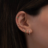 Emerald Huggie Earrings Hoops & Huggies Zoe Lev Jewelry