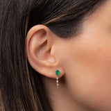 Emerald Pear & Diamond Drop Chain Stud Earrings Zoe Lev Jewelry