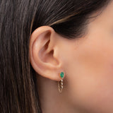 Emerald Pear & Diamond Drop Chain Stud Earrings Zoe Lev Jewelry
