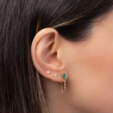 Emerald Pear & Diamond Drop Chain Stud Earrings Zoe Lev Jewelry