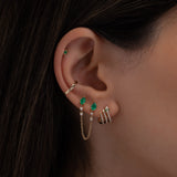 Emerald Pear and Diamond Chain Stud Earring Zoe Lev Jewelry