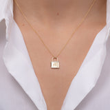 Diamond Lock Necklace Personalized Zoe Lev Jewelry