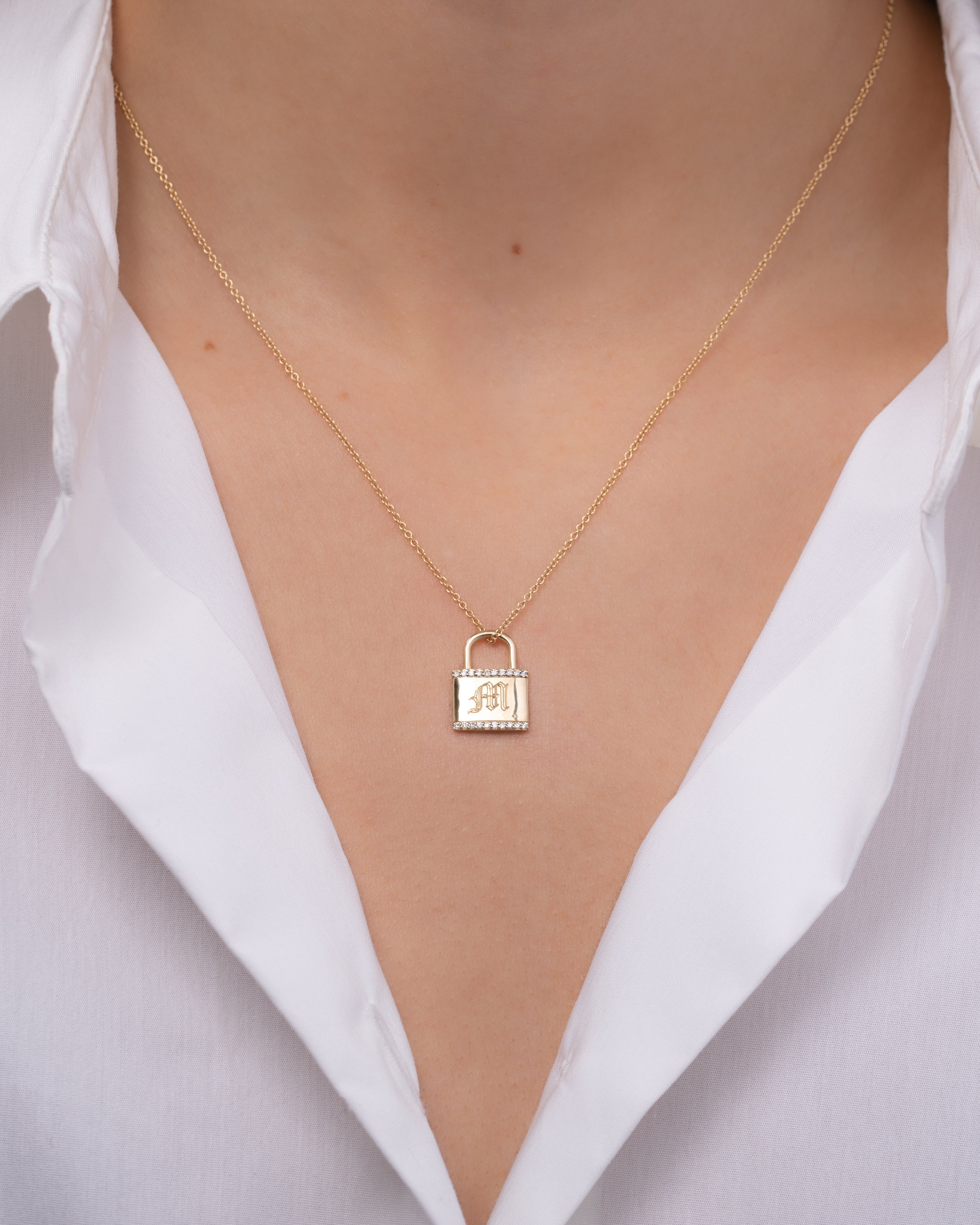 Diamond Lock Necklace Personalized Zoe Lev Jewelry