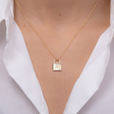 Diamond Lock Pendant Personalized Zoe Lev Jewelry