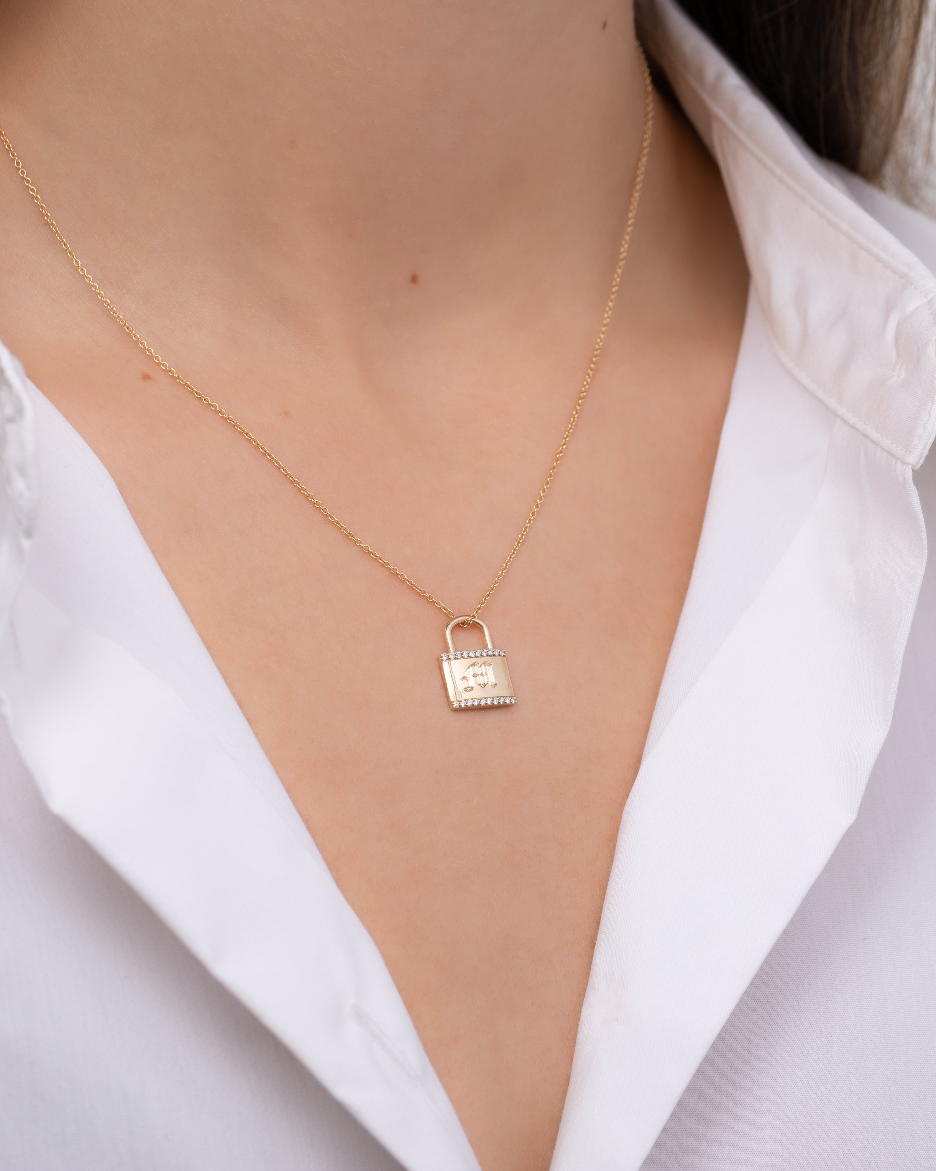 Diamond Lock Pendant Personalized Zoe Lev Jewelry