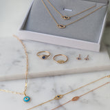 Diamond & Sapphire Evil Eye Necklace Zoe Lev Jewelry