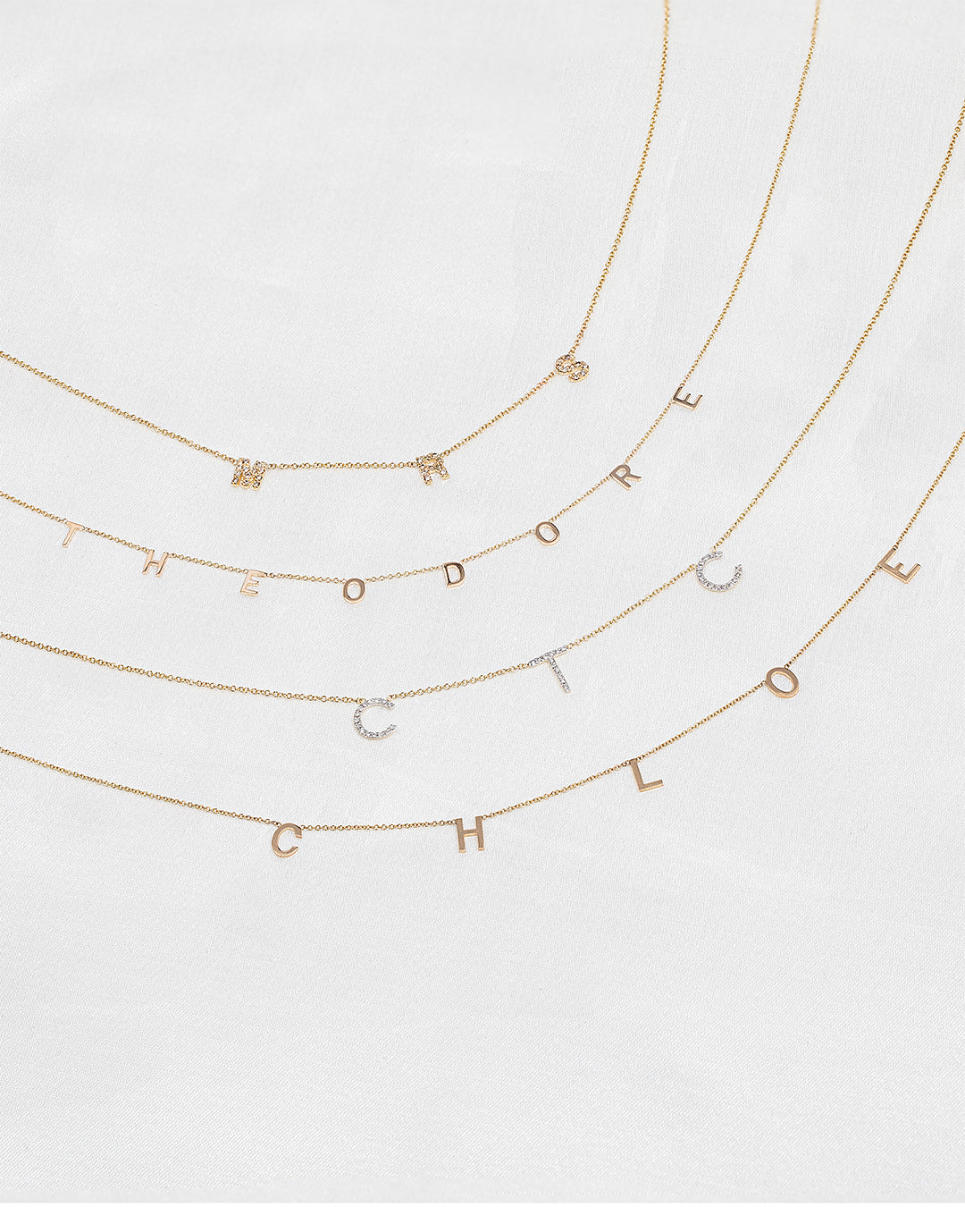 Mini Diamond Spaced Initial Necklace Personalized Zoe Lev Jewelry