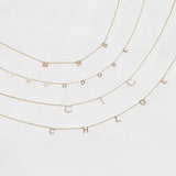 Mini Diamond Spaced Initial Necklace Personalized Zoe Lev Jewelry
