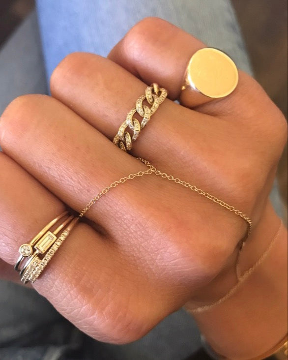 14k Gold Single Bezel Diamond Hand Chain Zoe Lev Jewelry