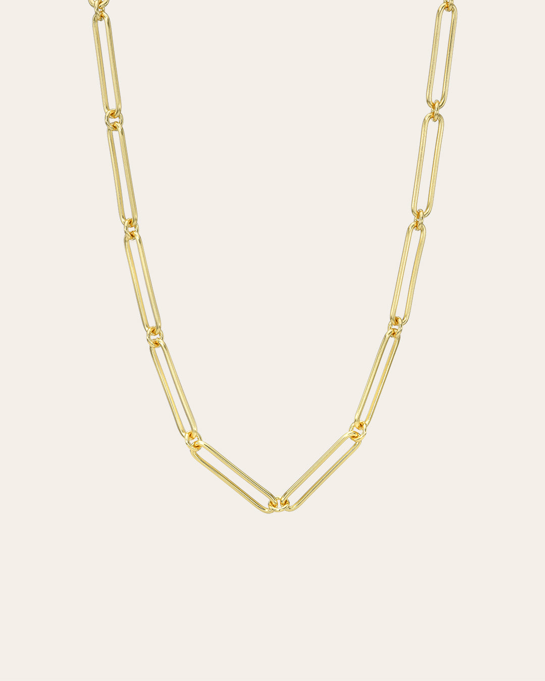 Elongated Paper Clip Chain Necklace Vermeil Zoe Lev Jewelry Yellow Gold Vermeil