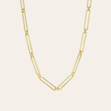 Elongated Paper Clip Chain Necklace Vermeil Zoe Lev Jewelry Yellow Gold Vermeil