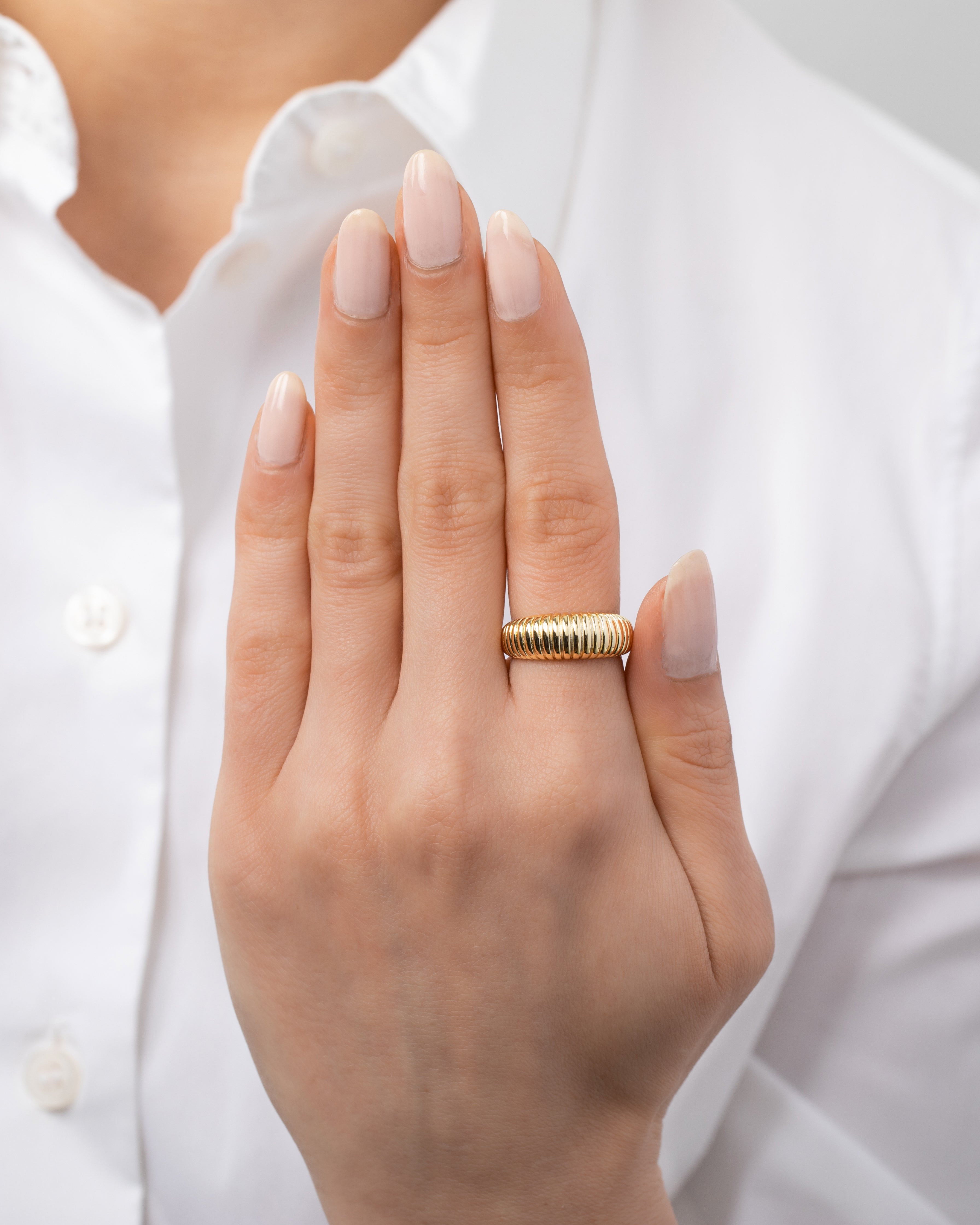 Ribbed Dome Ring Vermeil Zoe Lev Jewelry
