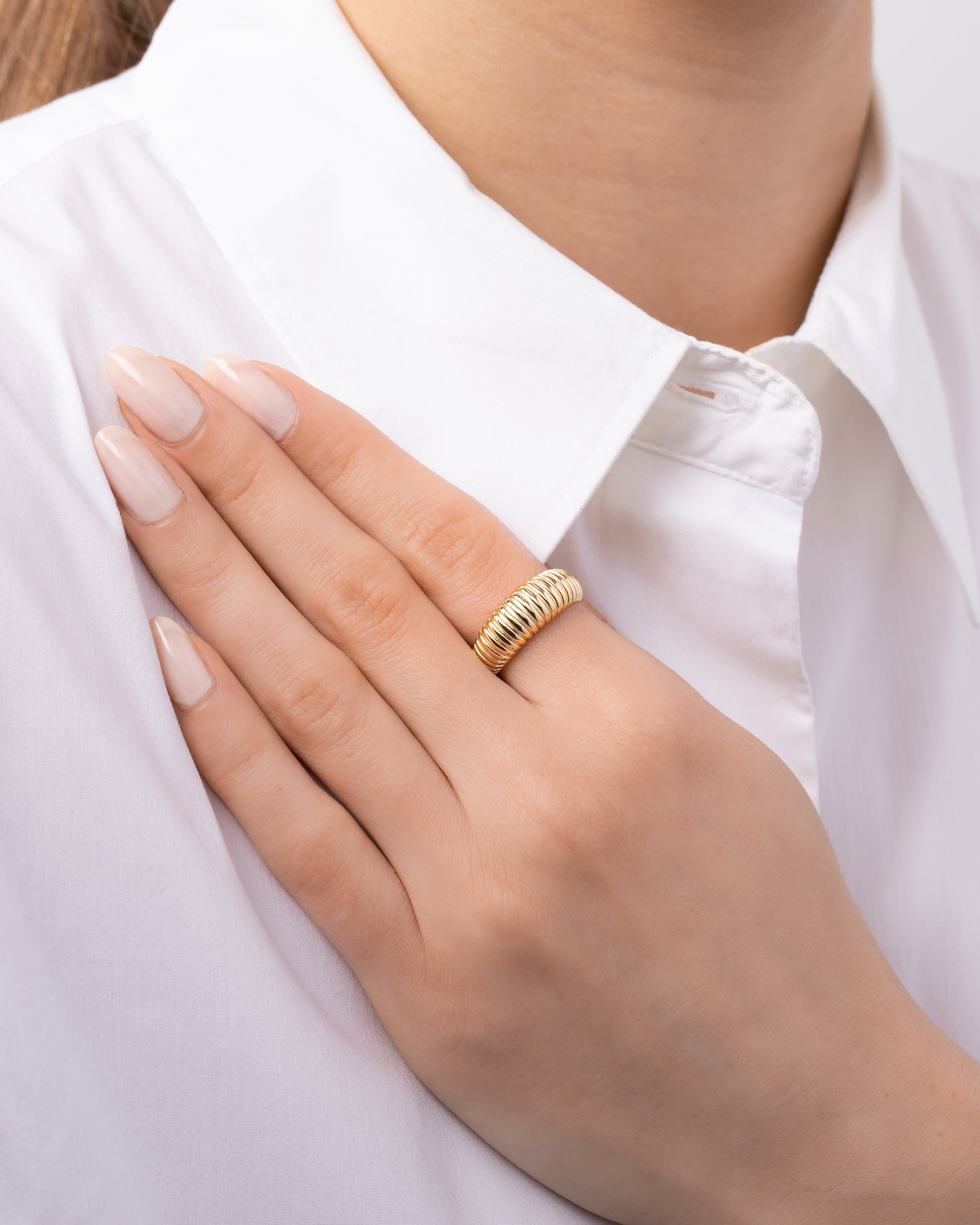 Ribbed Dome Ring Vermeil Zoe Lev Jewelry