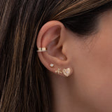 Diamond Pleated Heart Stud Earrings Studs Zoe Lev Jewelry