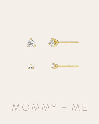 3 Prong Diamond Studs - Mommy + Me