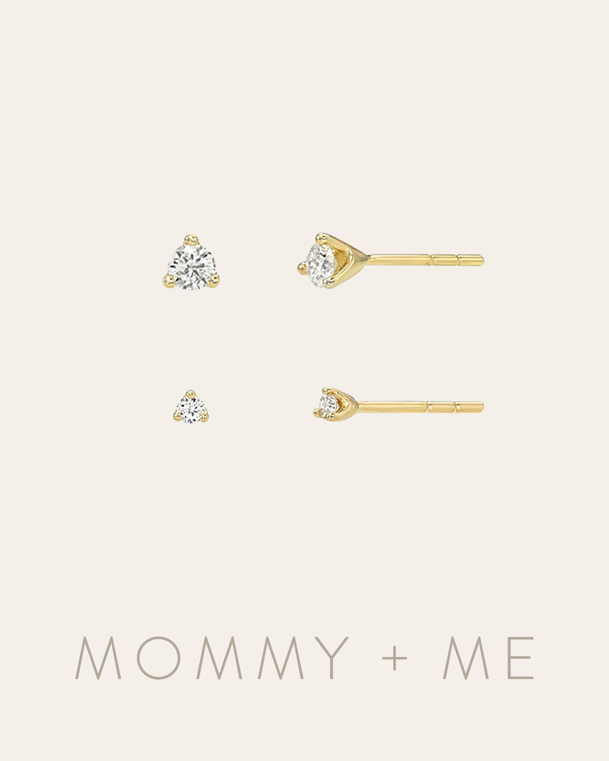 3 Prong Diamond Studs - Mommy + Me