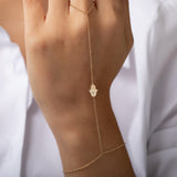 14K Gold Diamond Hamsa Hand Chain Zoe Lev Jewelry
