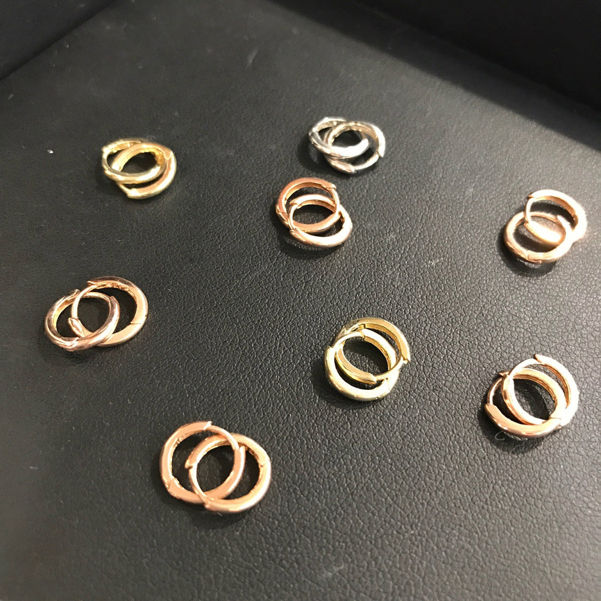 14k Gold Mini Huggie Earrings with Tiny Diamond