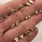 Diamond Mini Evil Eye Stud Earrings Zoe Lev Jewelry