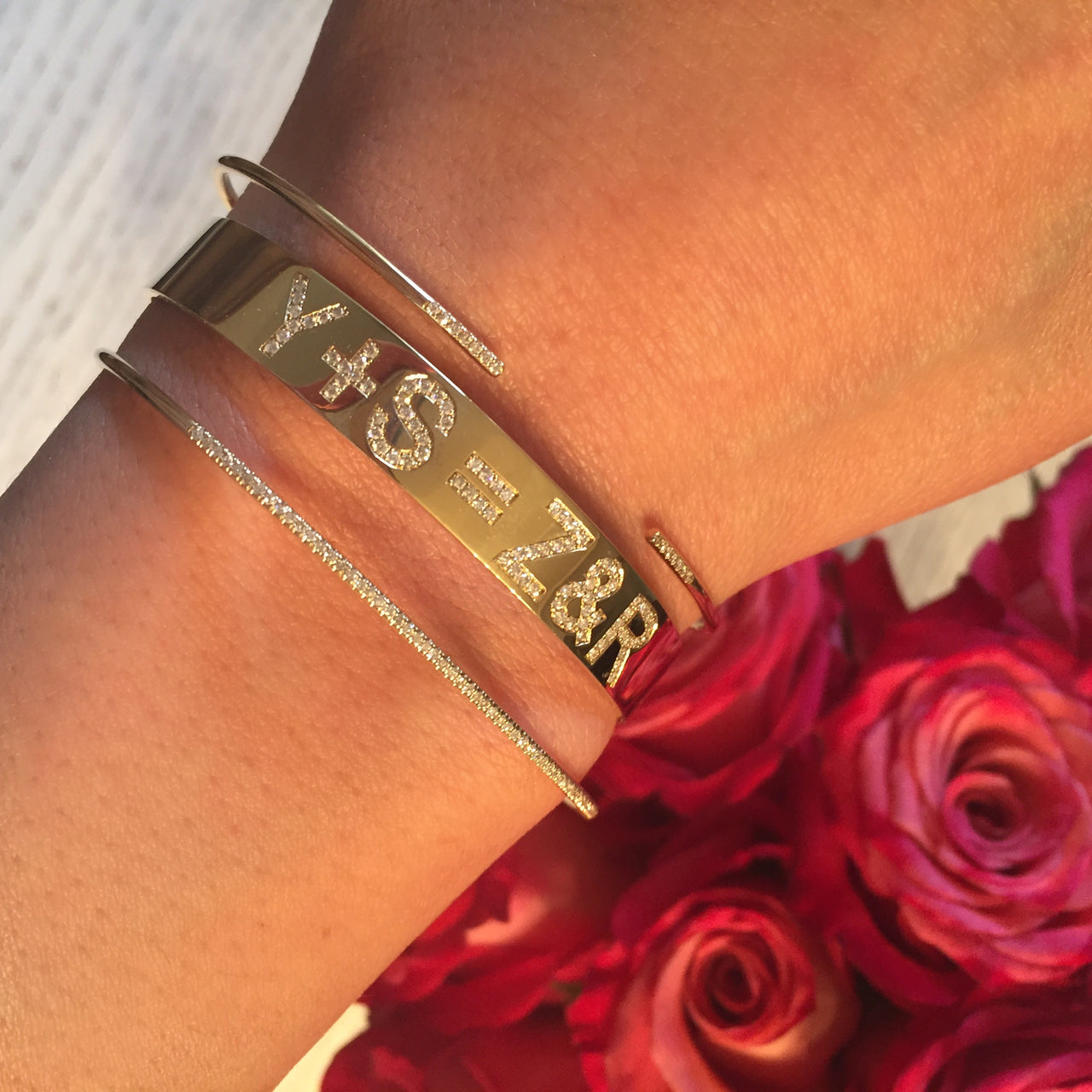 Diamond ID Cuff Bracelet Personalized Zoe Lev Jewelry