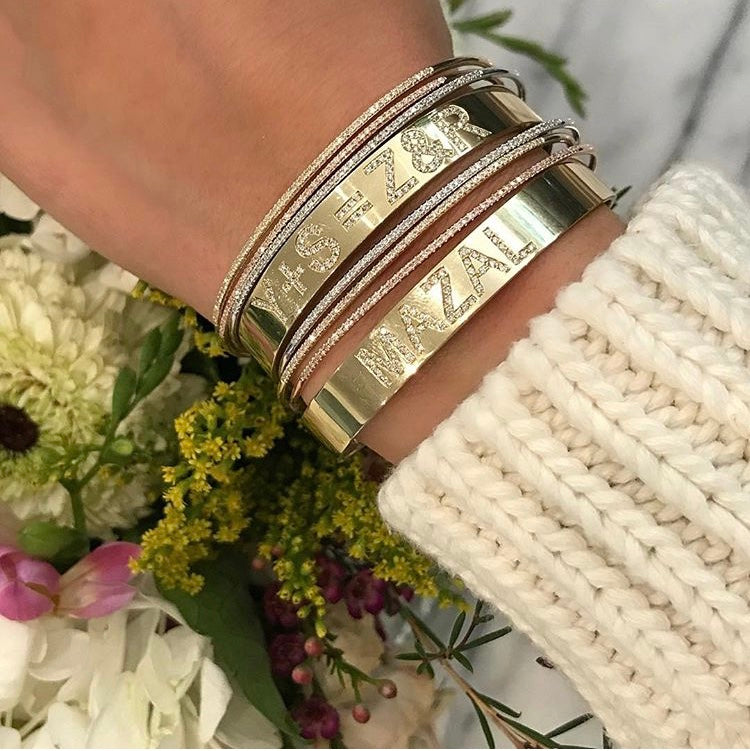 Diamond ID Cuff Bracelet Personalized Zoe Lev Jewelry