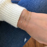 14k Gold Initial & Bezel Diamond Bracelet Personalized Zoe Lev Jewelry
