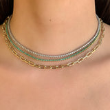 3 Prong Emerald Tennis Necklace Zoe Lev Jewelry