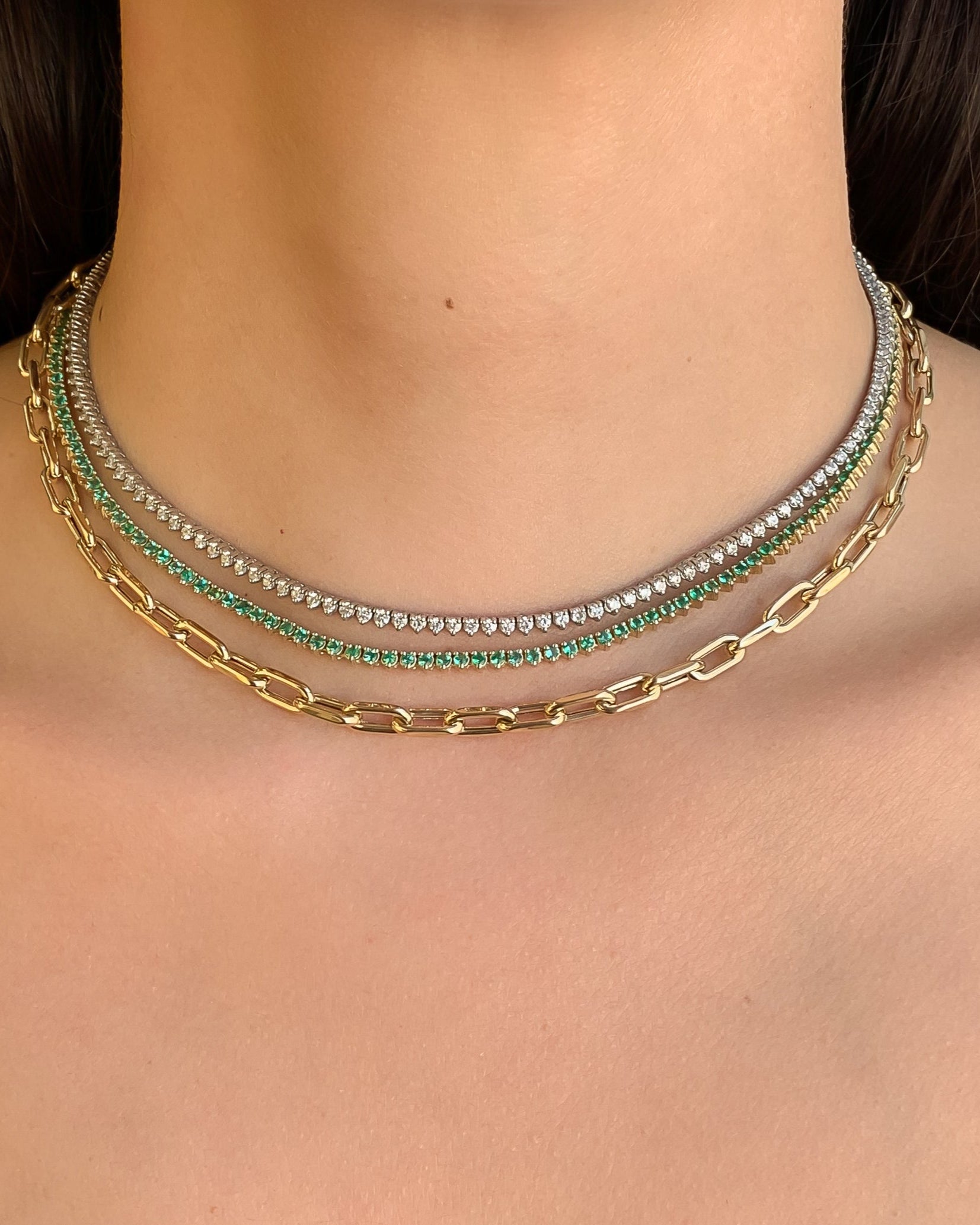 3 Prong Emerald Tennis Necklace Zoe Lev Jewelry