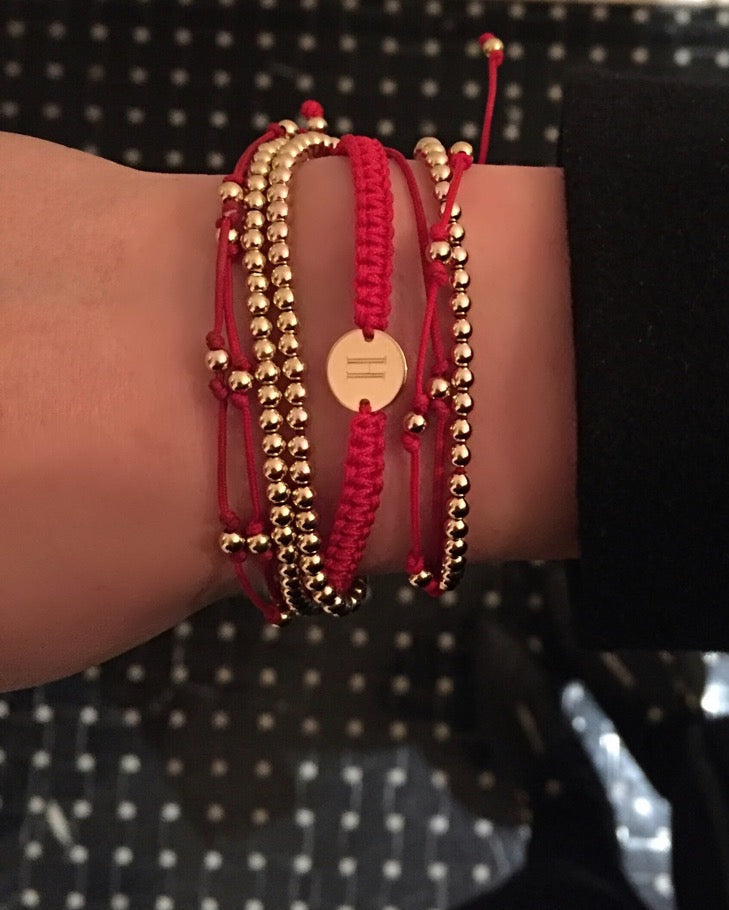 Vermeil Trio Fortune Bracelet - Red SAMPLE SALE Zoe Lev Jewelry