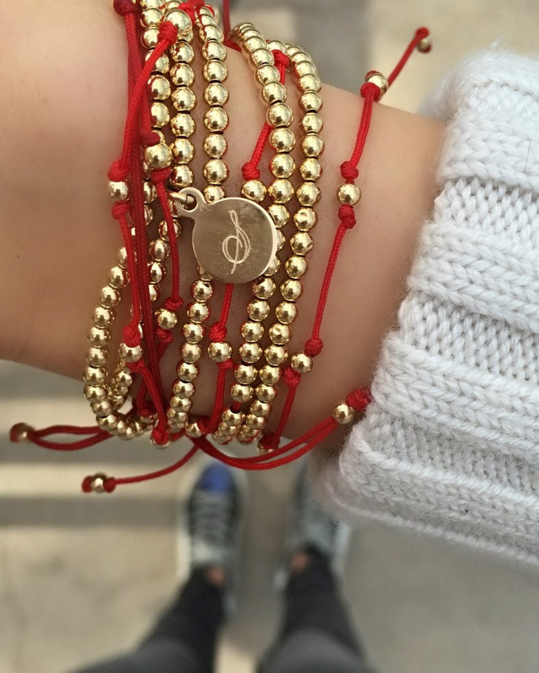 Vermeil Trio Fortune Bracelet - Red SAMPLE SALE Zoe Lev Jewelry